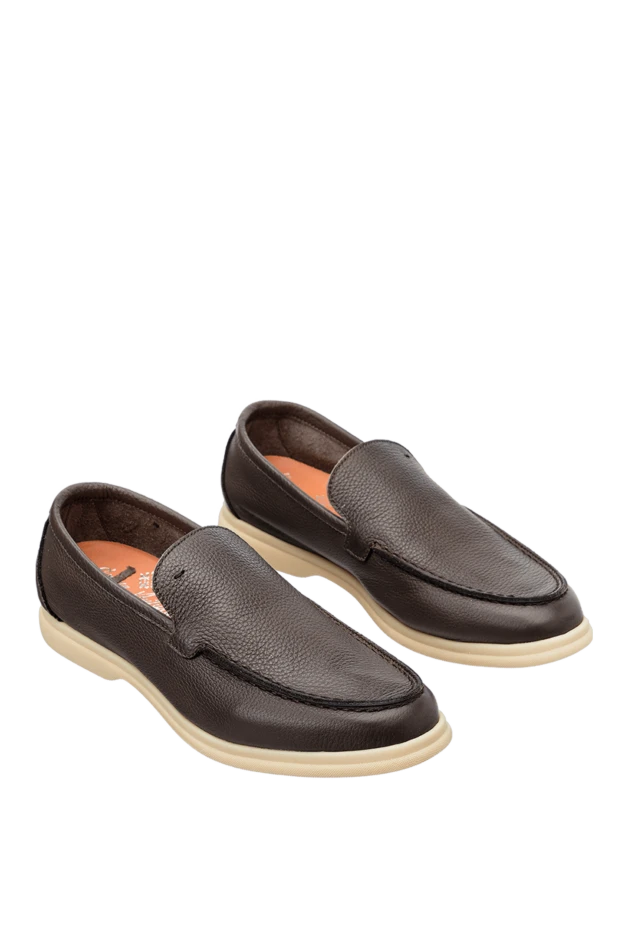 Andrea Ventura контрастты табаны бар қоңыр былғарыдан жасалған әйелдердің лоферлері 149813 - фото 3