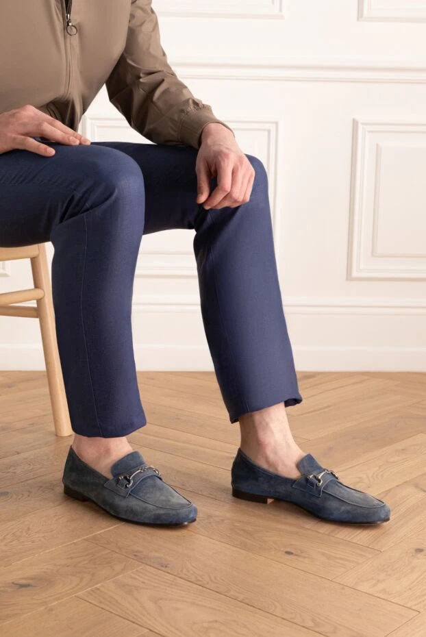 Andrea Ventura man blue suede loafers for men купить с ценами и фото 149835 - photo 2