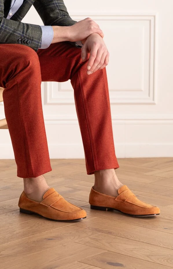 Andrea Ventura man orange suede loafers for men купить с ценами и фото 149847 - photo 2