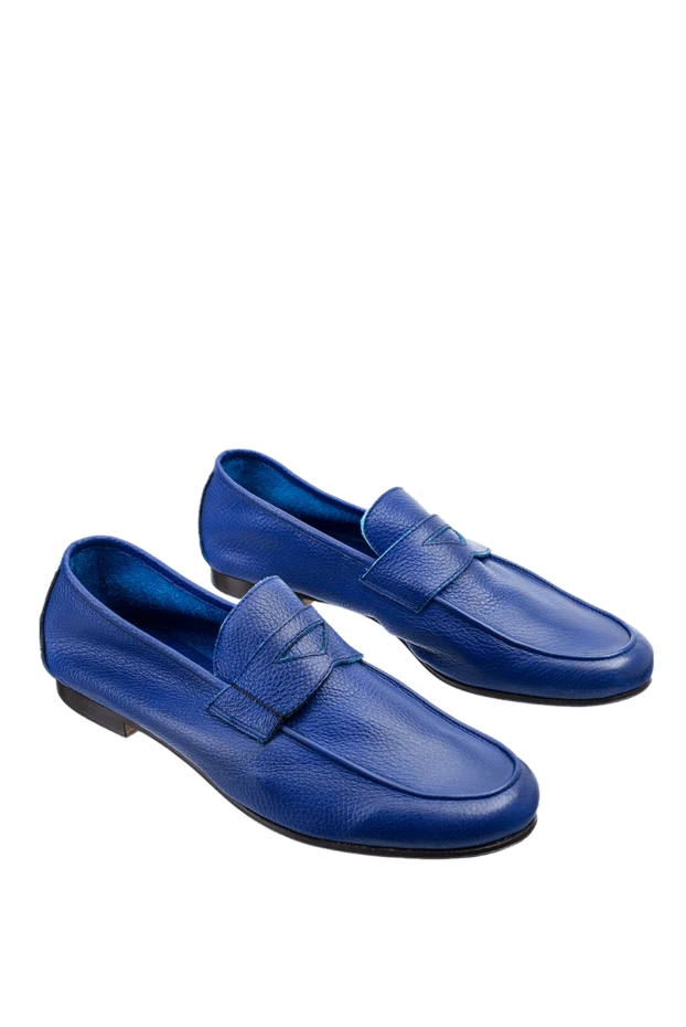 Andrea Ventura deep blue leather penny loafers for men 149855 - photo 3