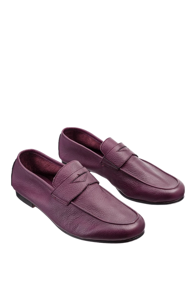 Andrea Ventura men's leather loafers burgundy with classic bridge
 149858 - photo 3