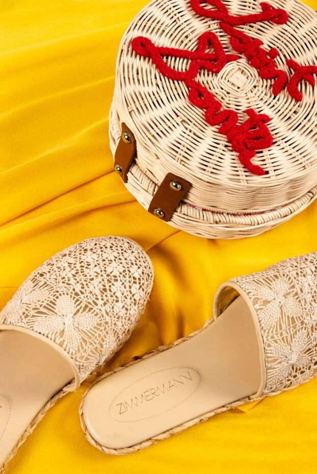 Zimmermann мюли женские бежевые хлопковые с вышитым узором. 149860 - фото 3