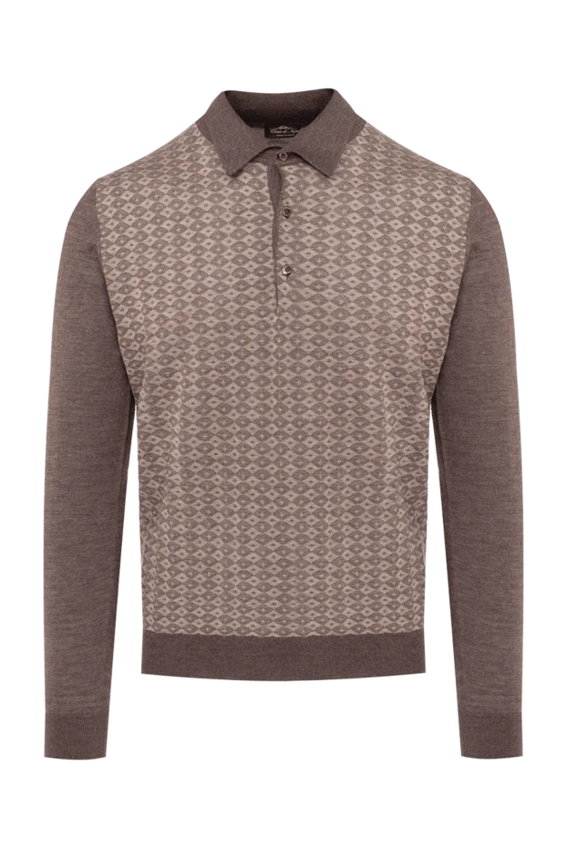 Cesare di Napoli man long sleeve polo in silk and cashmere beige for men купить с ценами и фото 149877 - photo 1