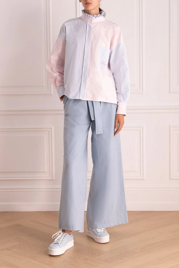 Erika Cavallini woman blue cotton trousers for women купить с ценами и фото 149886 - photo 2