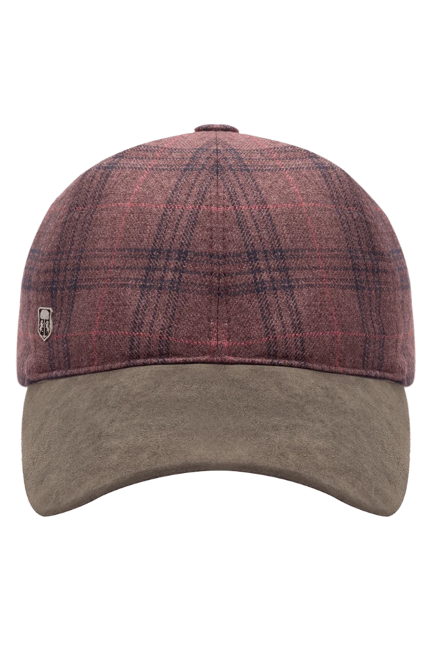 Corneliani man cap made of silk, cashmere and genuine leather burgundy for men купить с ценами и фото 150005 - photo 1