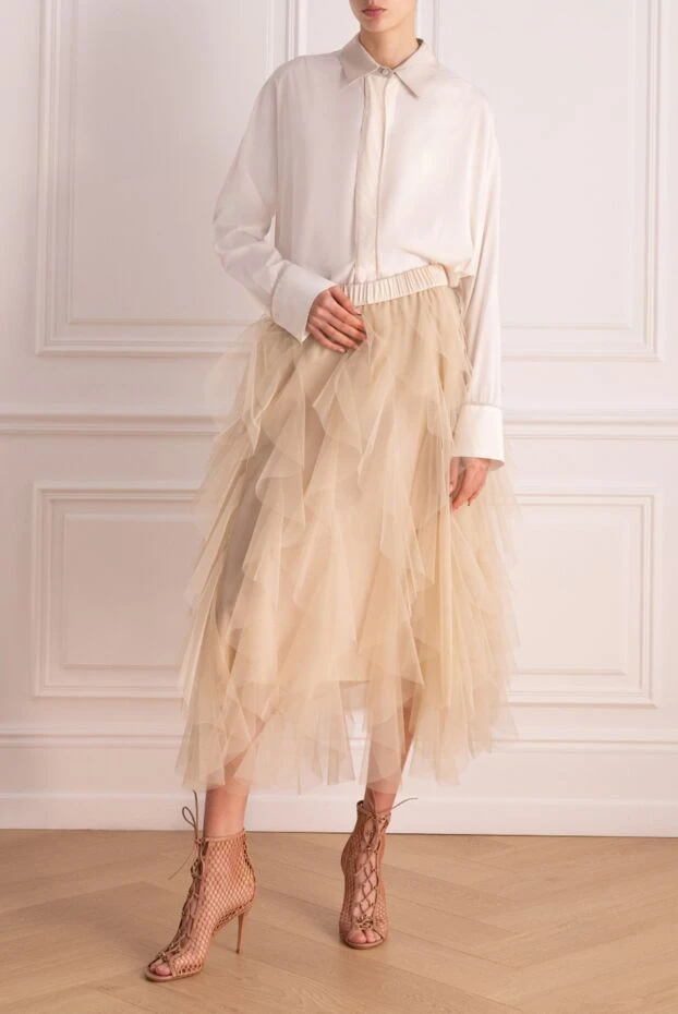 Peserico woman beige silk skirt for women купить с ценами и фото 150032 - photo 2