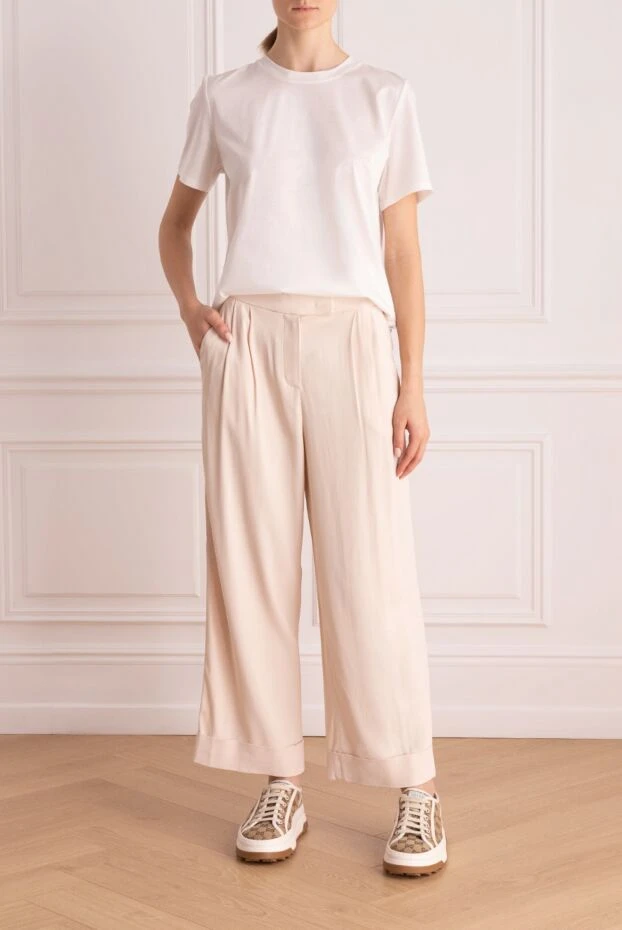 Peserico woman beige viscose trousers for women купить с ценами и фото 150050 - photo 2