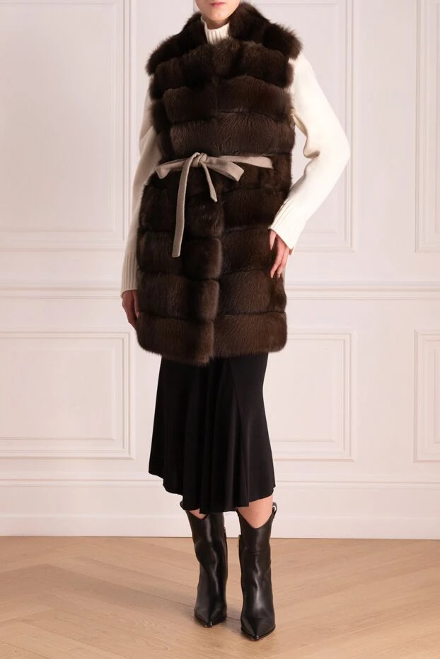 FG Furs woman brown women's vest made of natural sable and cashmere fur купить с ценами и фото 150083 - photo 2