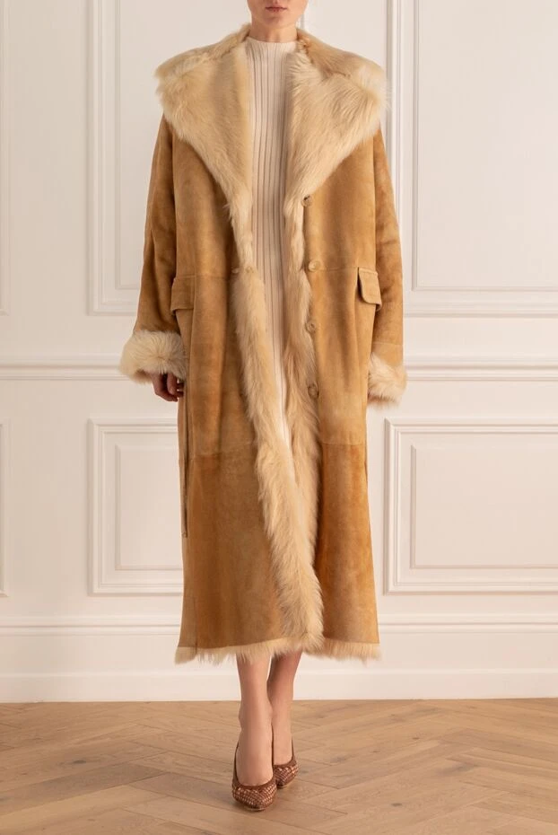 Ermanno Scervino woman sheepskin coat made of natural fur orange for women купить с ценами и фото 150145 - photo 2