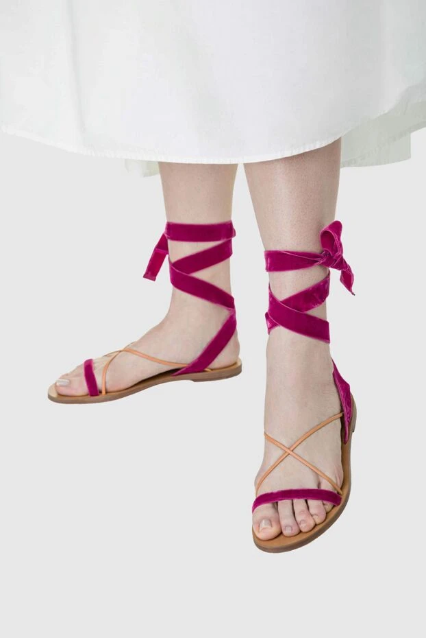 Valentino woman pink leather and velor sandals for women купить с ценами и фото 150169 - photo 2