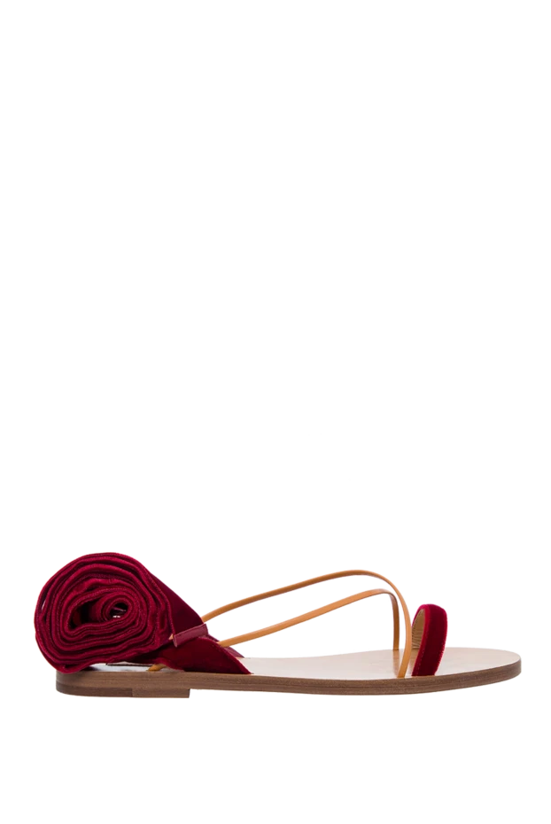 Valentino woman burgundy leather and velor sandals for women купить с ценами и фото 150170 - photo 1