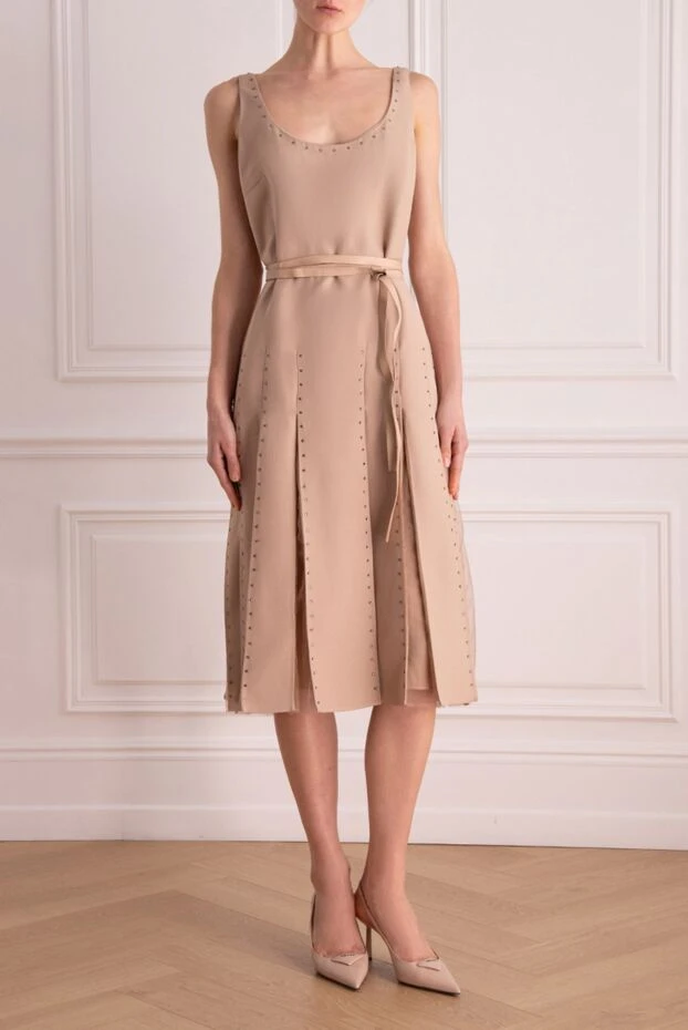 Valentino woman beige wool and silk dress for women купить с ценами и фото 150185 - photo 2