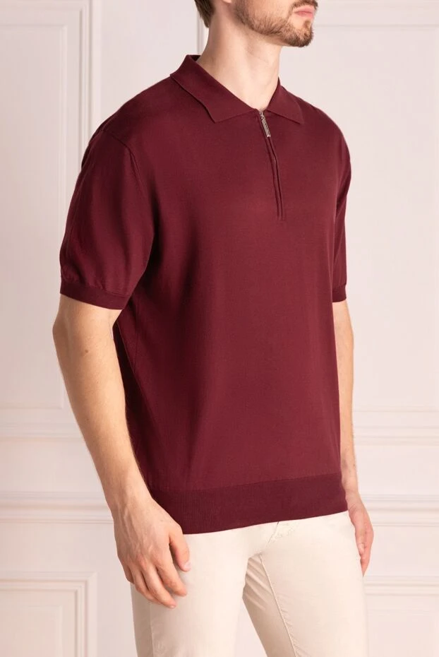 Cesare di Napoli man cotton polo burgundy for men купить с ценами и фото 150207 - photo 2