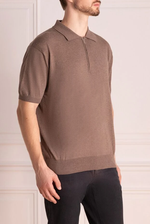 Cesare di Napoli man brown cotton polo for men купить с ценами и фото 150208 - photo 2