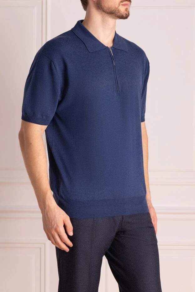 Cesare di Napoli man cotton polo blue for men купить с ценами и фото 150215 - photo 2