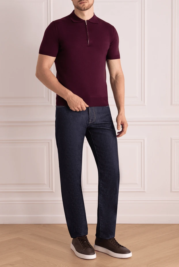 Cesare di Napoli man cotton polo burgundy for men купить с ценами и фото 150216 - photo 2