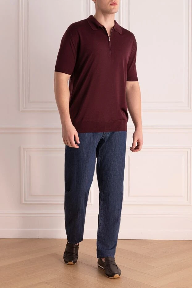 Cesare di Napoli man silk polo burgundy for men купить с ценами и фото 150220 - photo 2