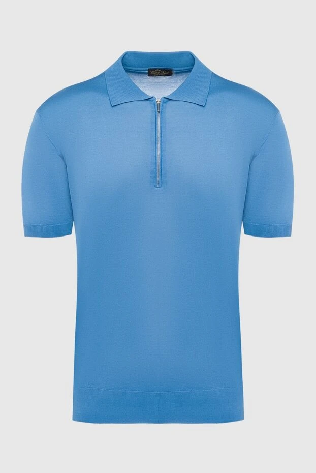 Cesare di Napoli man blue silk polo for men купить с ценами и фото 150223 - photo 1