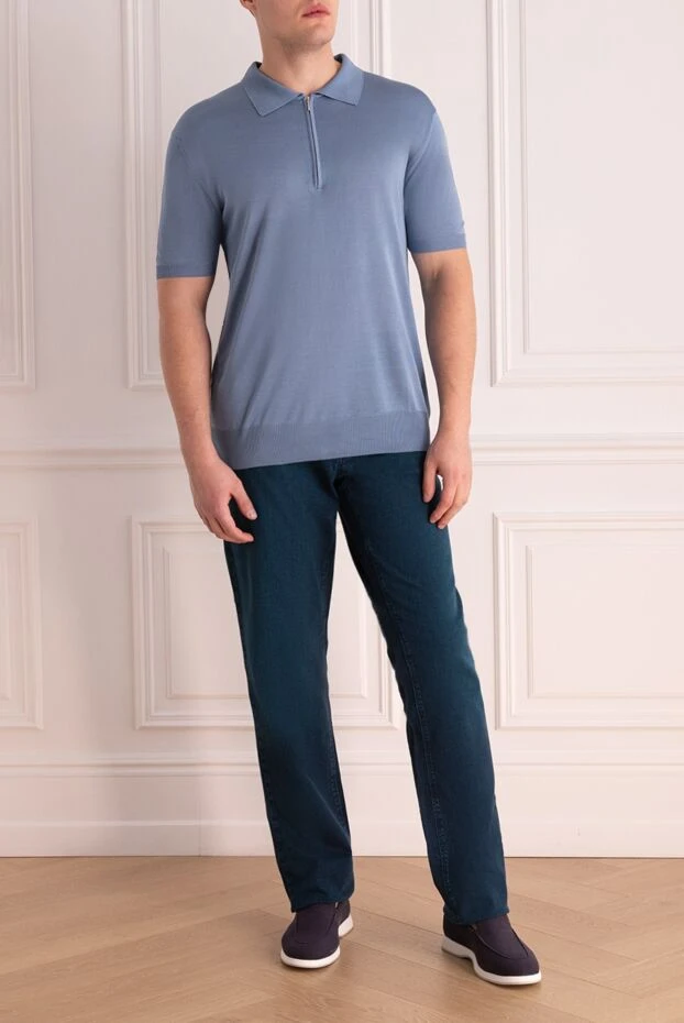 Cesare di Napoli man blue silk polo for men купить с ценами и фото 150226 - photo 2