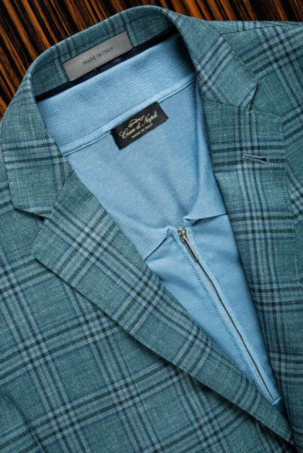 Cesare di Napoli поло шелковое трикотажное голубое мужское 150226 - фото 2