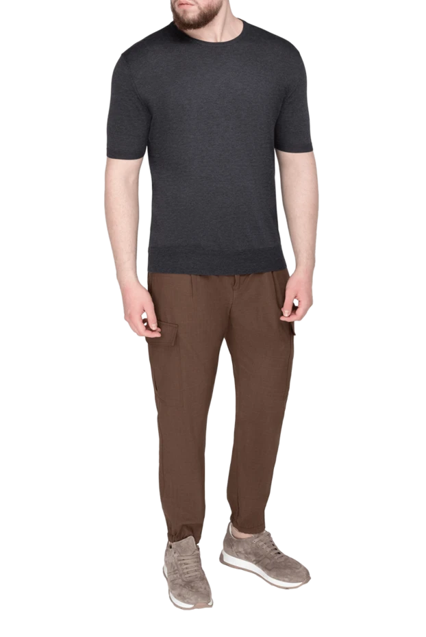 Cesare di Napoli man short sleeve jumper in silk and cotton gray for men купить с ценами и фото 150229 - photo 2