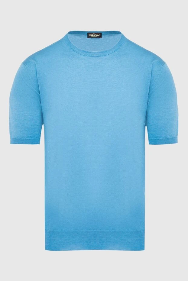 Cesare di Napoli man short sleeve jumper in silk and cotton blue for men купить с ценами и фото 150231 - photo 1