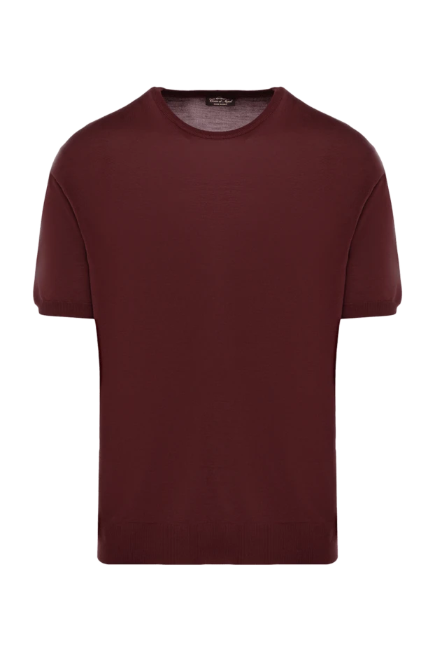 Cesare di Napoli man silk short sleeve jumper burgundy for men купить с ценами и фото 150237 - photo 1