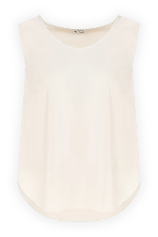 Brunello Cucinelli woman women's white silk and elastane top купить с ценами и фото 150301 - photo 1