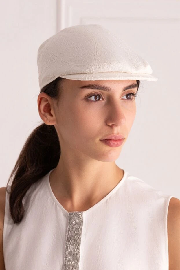 Brunello Cucinelli woman white cotton and linen cap for women купить с ценами и фото 150306 - photo 2