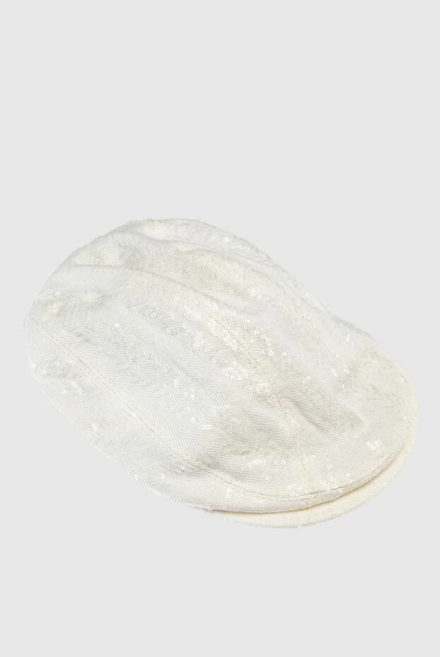 Brunello Cucinelli бисермен тігілген ақ әйелдерге арналған жалпақ қалпақ 150306 - фото 3