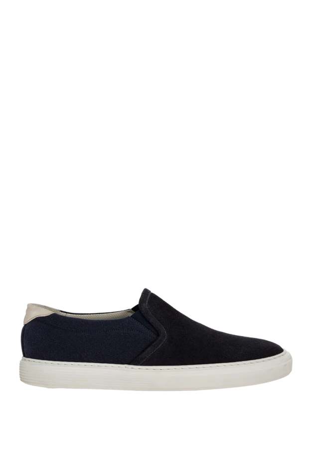 Brunello Cucinelli man blue linen slip-ons for men купить с ценами и фото 150336 - photo 1