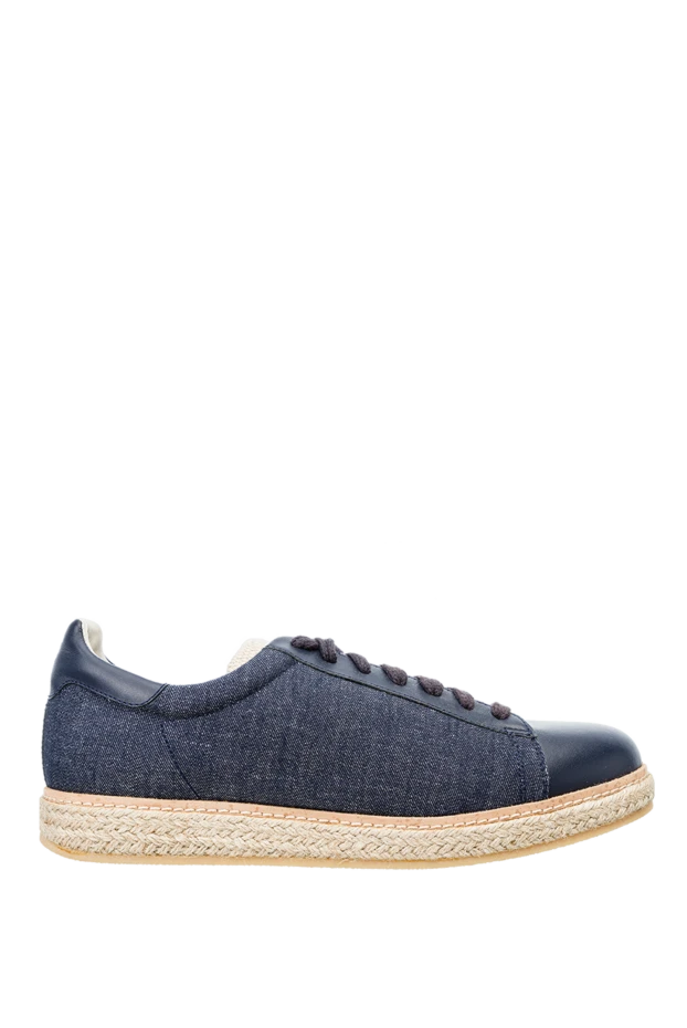 Brunello Cucinelli man blue leather sneakers for men купить с ценами и фото 150340 - photo 1