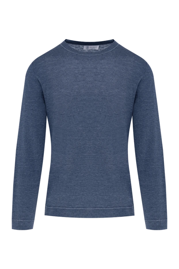 Brunello Cucinelli man linen and cotton jumper blue for men купить с ценами и фото 150356 - photo 1