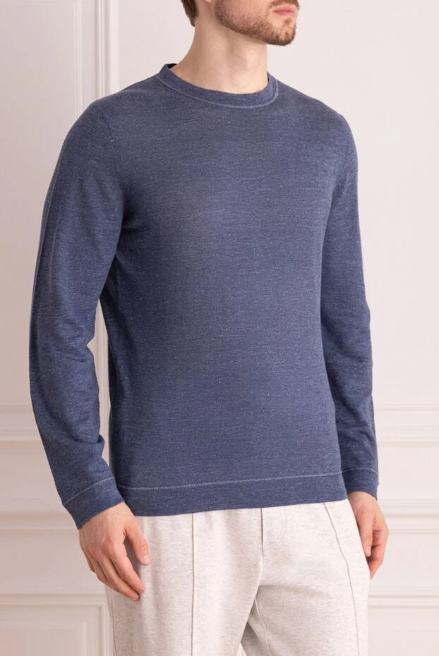 Brunello Cucinelli жұмсақ құрылымы бар, зығыр-мақта қоспасы бар жеңіл джемпер.
 150356 - фото 3