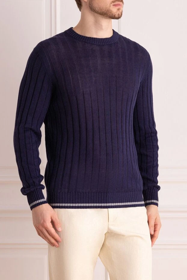 Brunello Cucinelli қабырғасы бар көк мақта және жібек секіргіш 150359 - фото 3