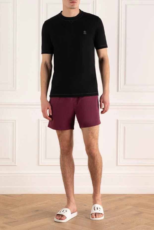 Brunello Cucinelli man beach shorts made of polyamide with elastane, burgundy for men купить с ценами и фото 150369 - photo 2