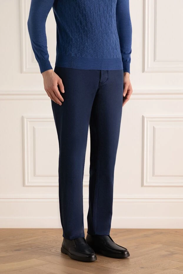 Brunello Cucinelli серпімді мата құрылымы бар ерлер көк түсті тік джинсы 150375 - фото 3