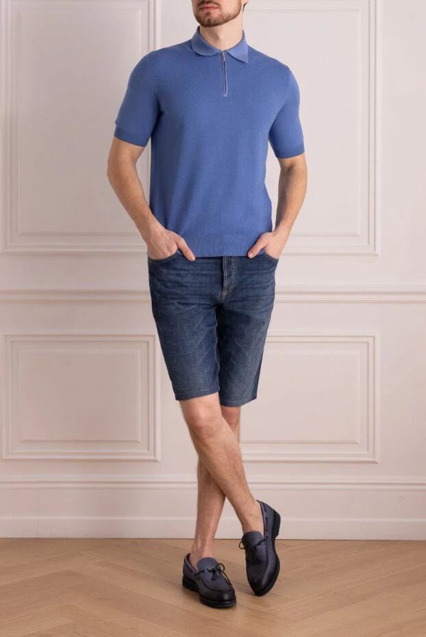 Brunello Cucinelli man blue cotton shorts for men купить с ценами и фото 150377 - photo 2