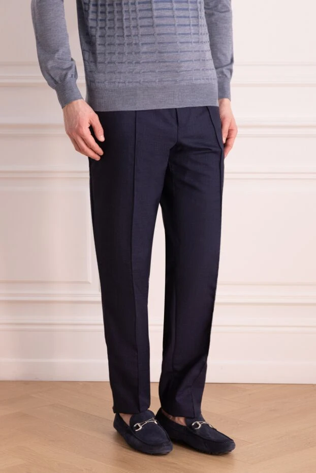 Brunello Cucinelli man blue wool trousers for men купить с ценами и фото 150379 - photo 2