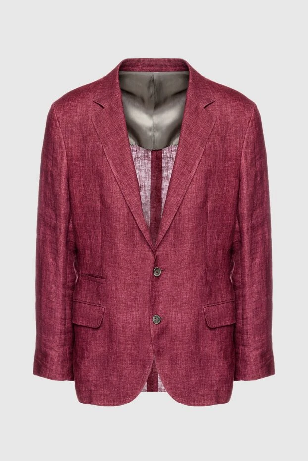 Brunello Cucinelli man men's burgundy linen jacket купить с ценами и фото 150388 - photo 1