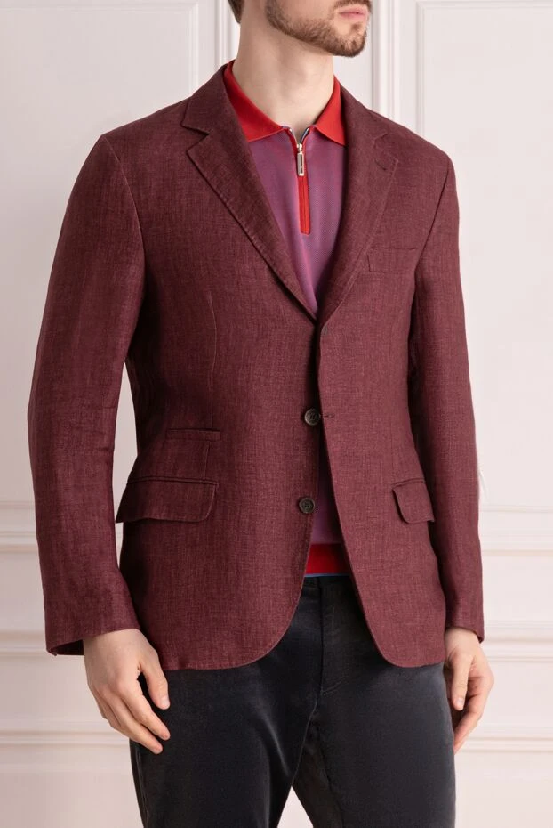 Brunello Cucinelli men's burgundy linen jacket 150388 - photo 3