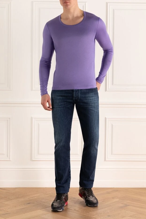 Corneliani man purple long sleeve cotton for men купить с ценами и фото 150461 - photo 2