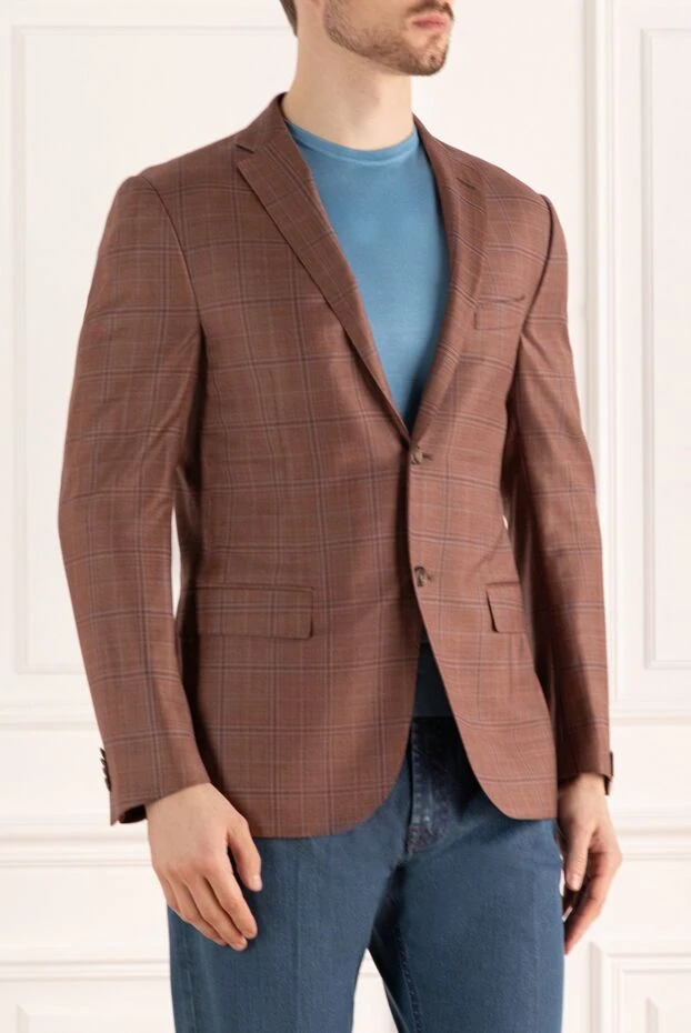 Corneliani бежевый және қызғылт түсті классикалық дойбы жүннен жасалған күрте
 150474 - фото 3