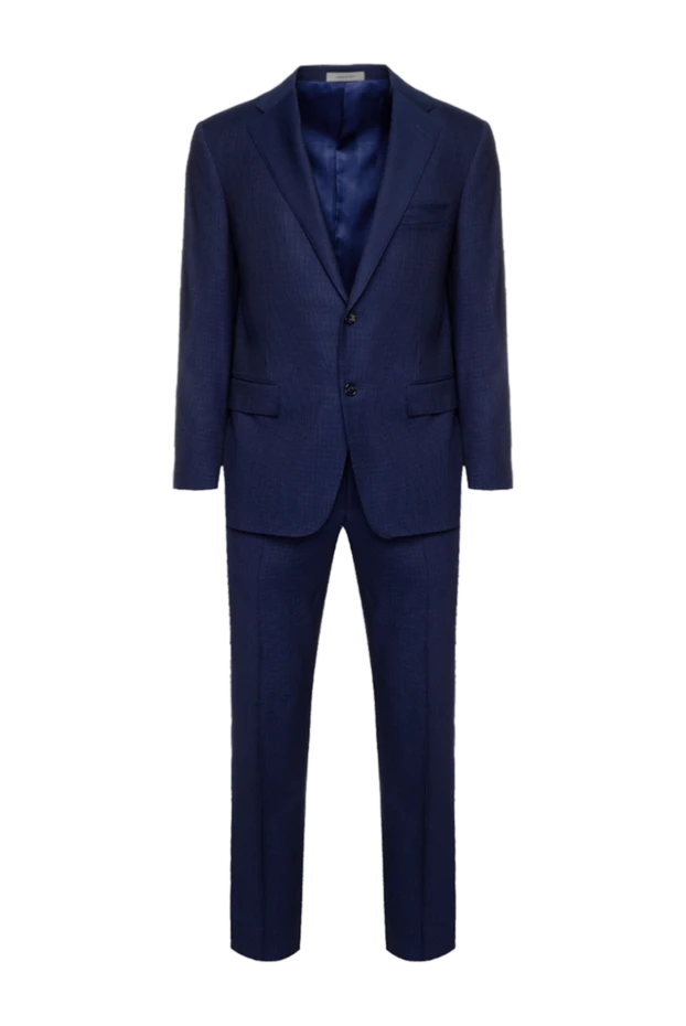 Men’s blue suit made of wool fabric with microstructure - photo 1