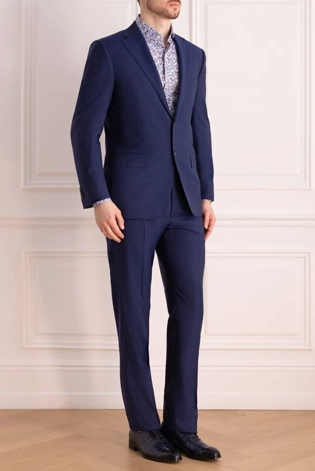 Corneliani men’s blue suit made of wool fabric with microstructure 150475 - photo 3