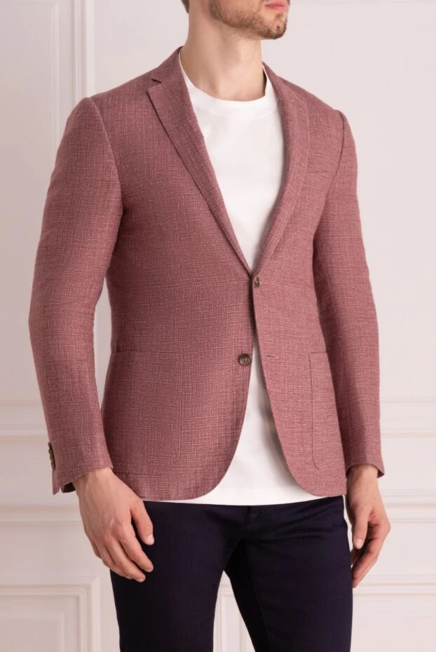 Corneliani жүн, зығыр және жібек қоспасынан тігілген, қызғылт қызғылт түсті стильді ерлер курткасы
 150478 - фото 3