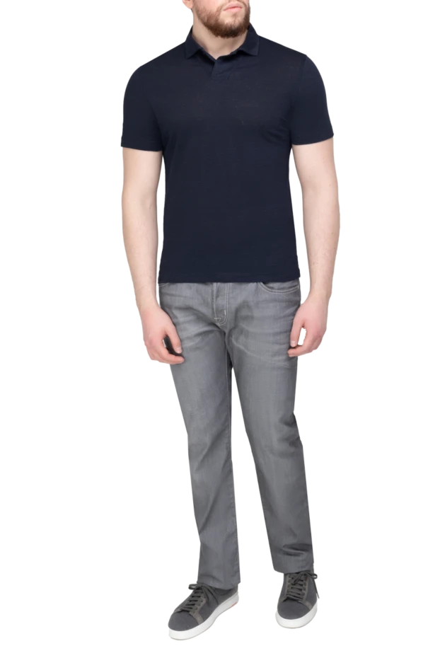 Corneliani man black linen polo for men купить с ценами и фото 150491 - photo 2