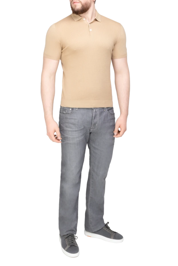 Corneliani man cotton polo beige for men купить с ценами и фото 150492 - photo 2