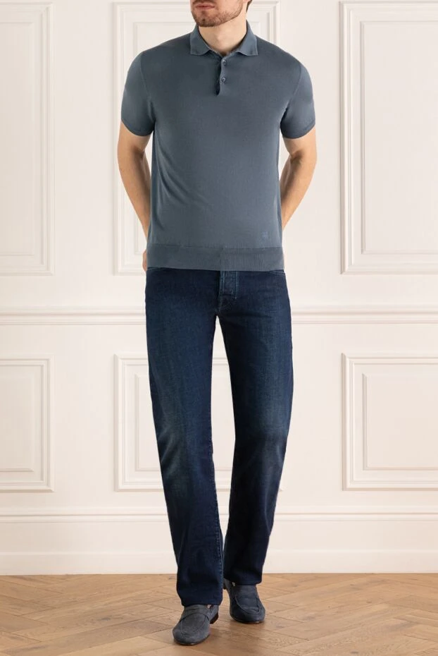 Corneliani man cotton polo blue for men купить с ценами и фото 150497 - photo 2