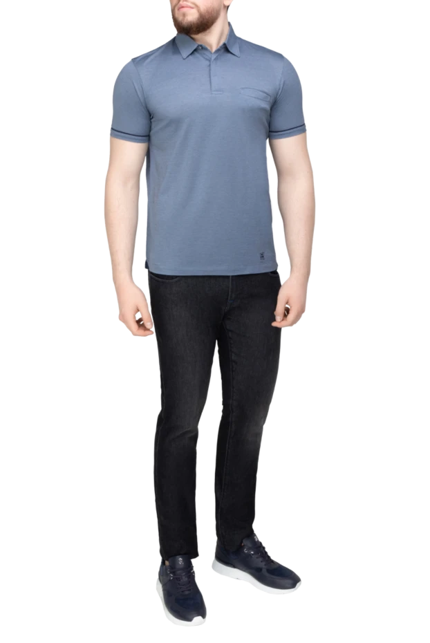 Corneliani man blue cotton polo for men купить с ценами и фото 150505 - photo 2